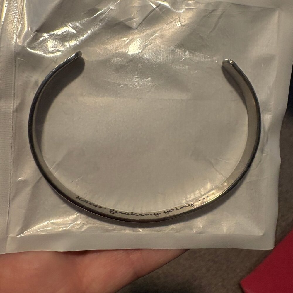 NEW Silver Tone Bangle Bracelet Secret Message Inside for Encouragement Wide